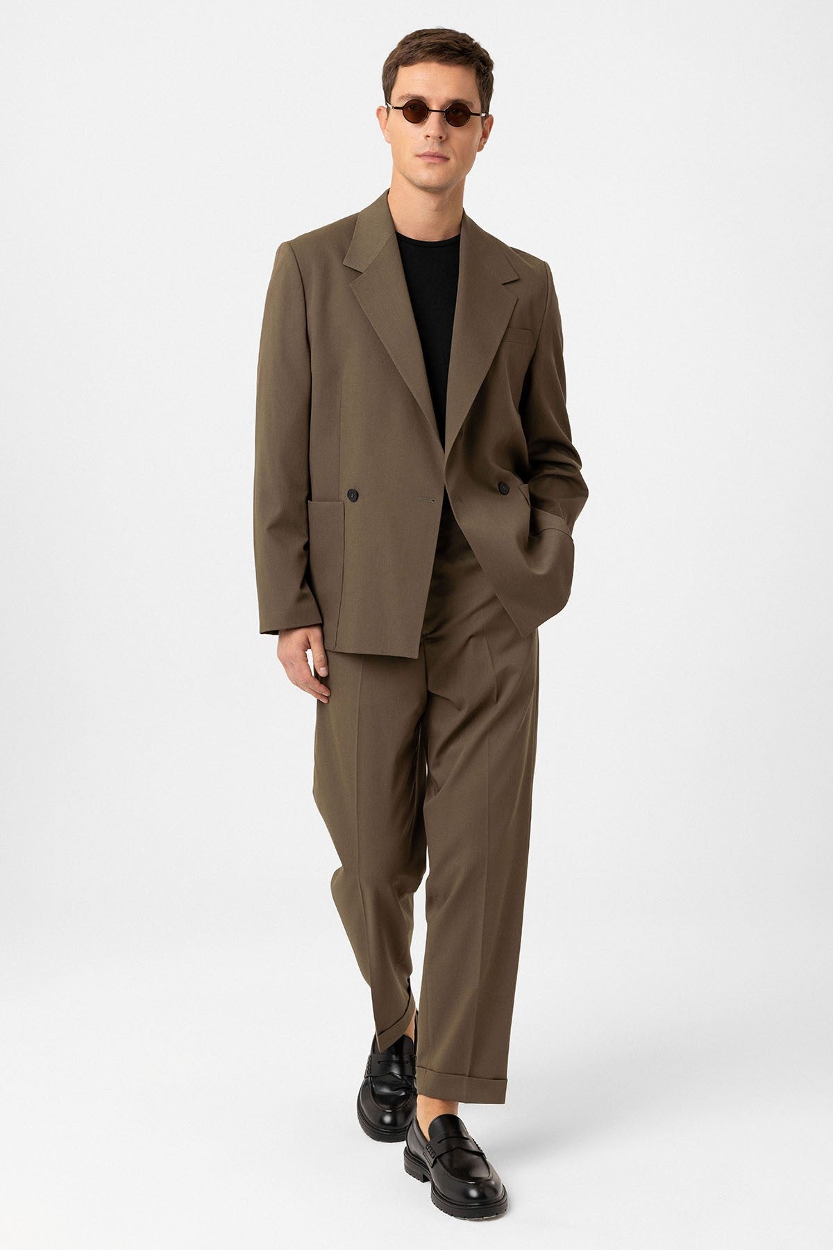 Antioch Relax Fit Kruvaze Kapama Erkek Teknik Blazer Ceket