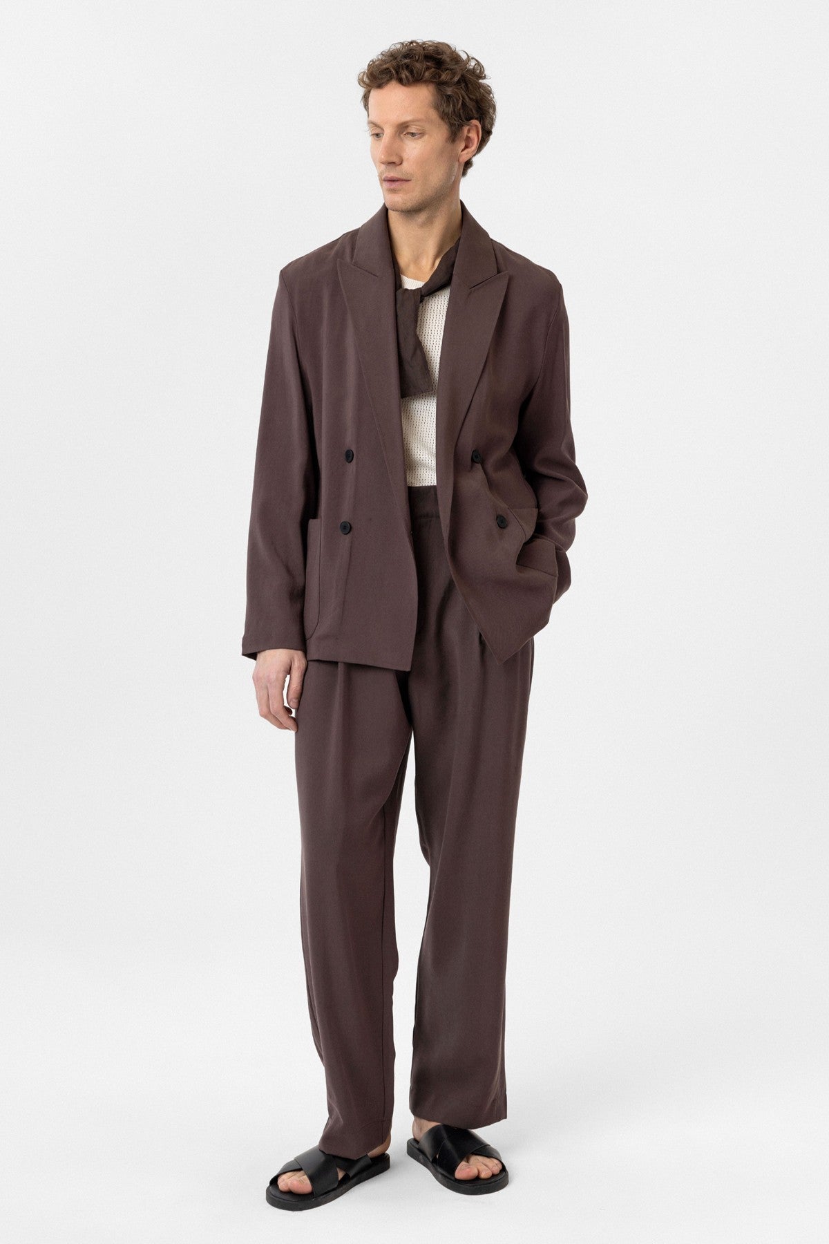 Antioch Relax Fit Diagonel İnce Erkek Blazer Ceket