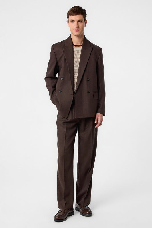 Antioch Siyah Relax Fit Keten Karışımlı Erkek Blazer Ceket