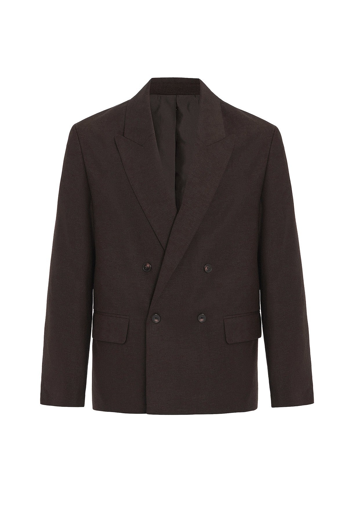 Antioch Siyah Relax Fit Keten Karışımlı Erkek Blazer Ceket