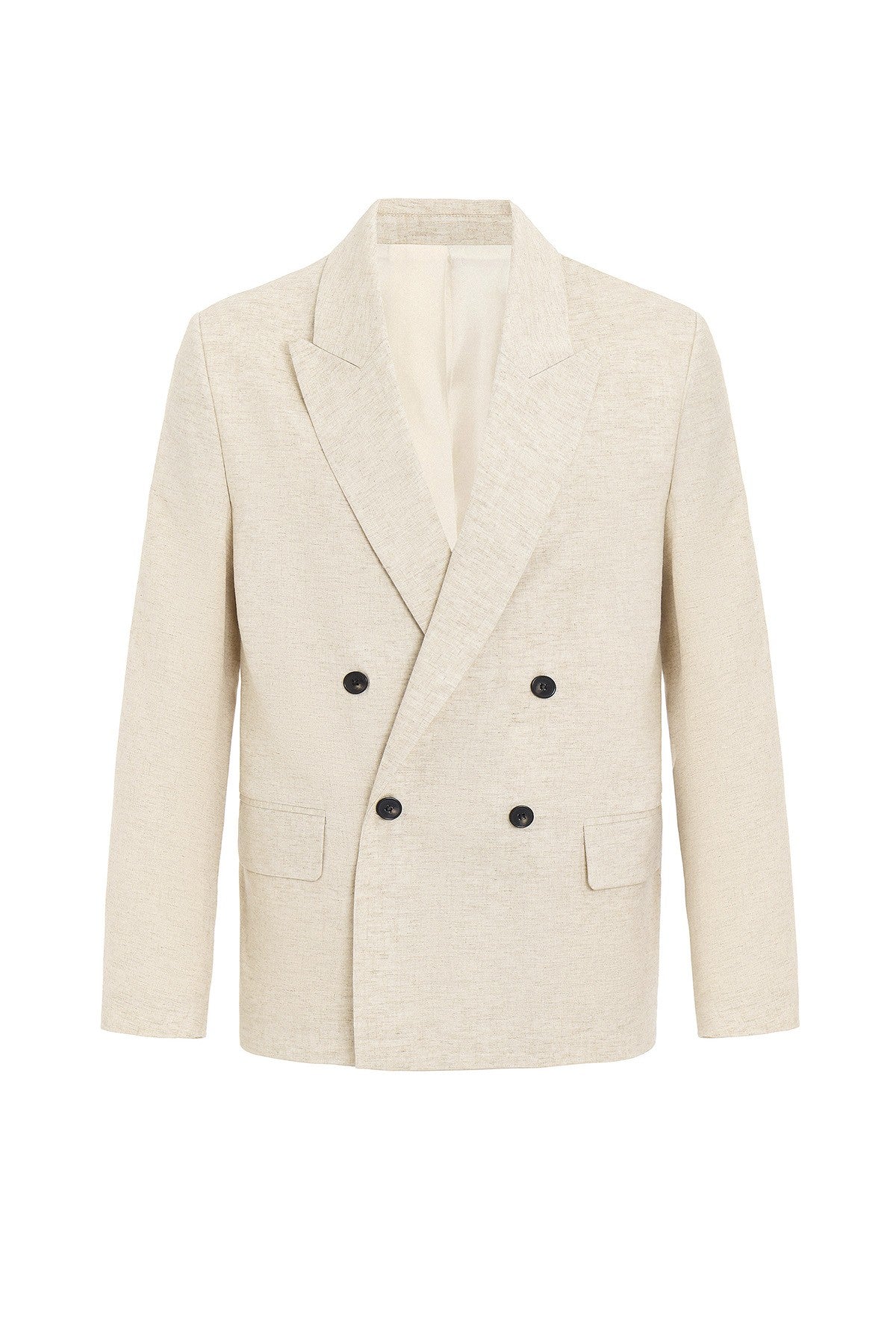 Antioch Siyah Relax Fit Keten Karışımlı Erkek Blazer Ceket