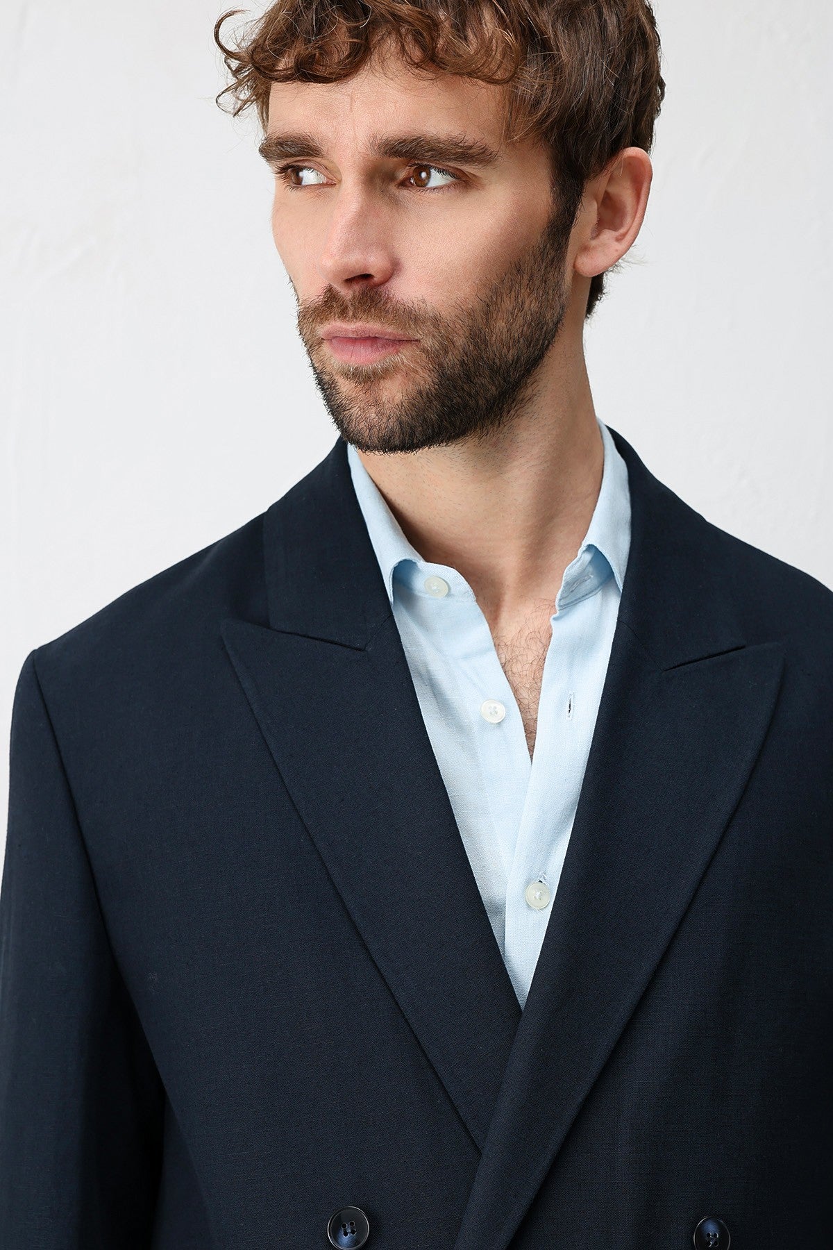 Antioch Siyah Relax Fit Keten Karışımlı Erkek Blazer Ceket