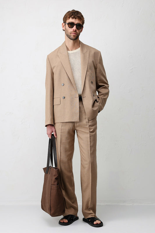 Antioch Relax Fit Keten Karışımlı Erkek Blazer Ceket