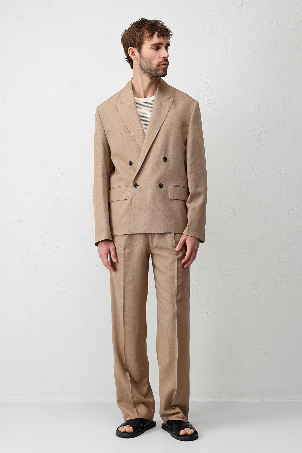 Antioch Relax Fit Keten Karışımlı Erkek Blazer Ceket