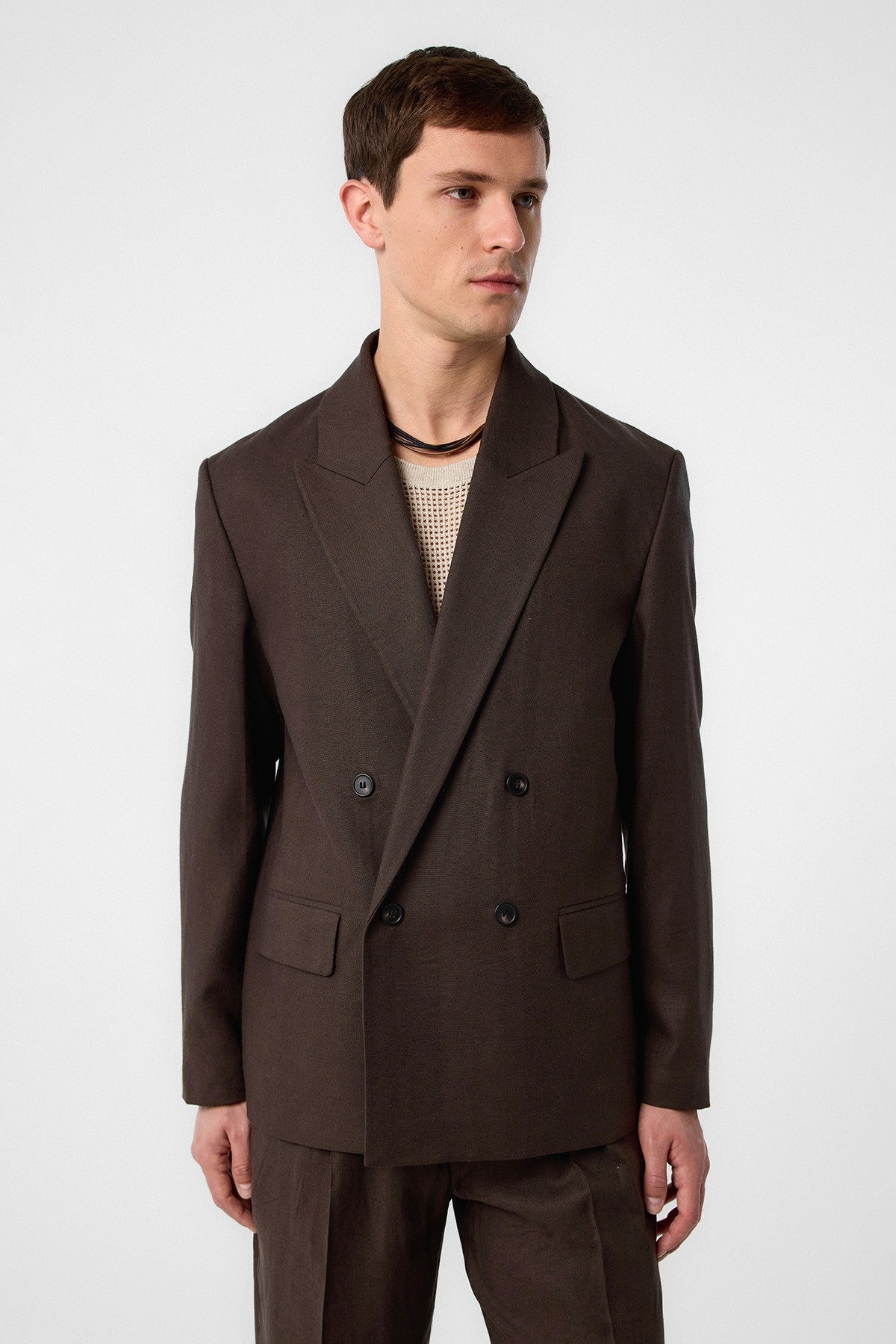 Antioch Siyah Relax Fit Keten Karışımlı Erkek Blazer Ceket