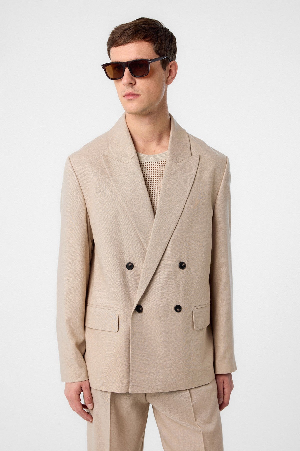 Antioch Relax Fit Keten Karışımlı Erkek Blazer Ceket