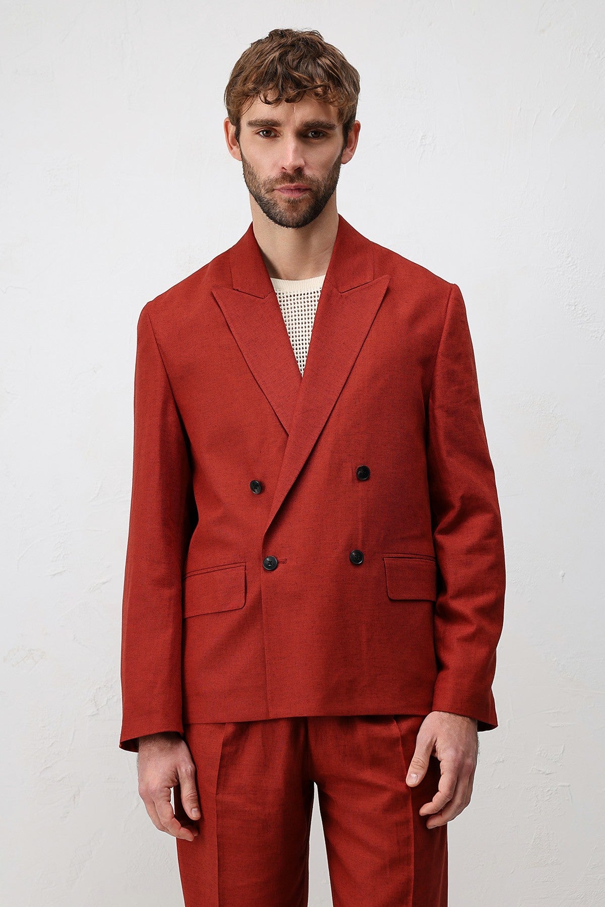 Antioch Relax Fit Keten Karışımlı Erkek Blazer Ceket
