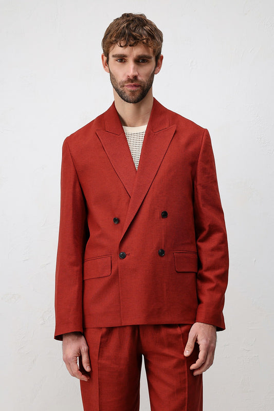 Antioch Relax Fit Keten Karışımlı Erkek Blazer Ceket