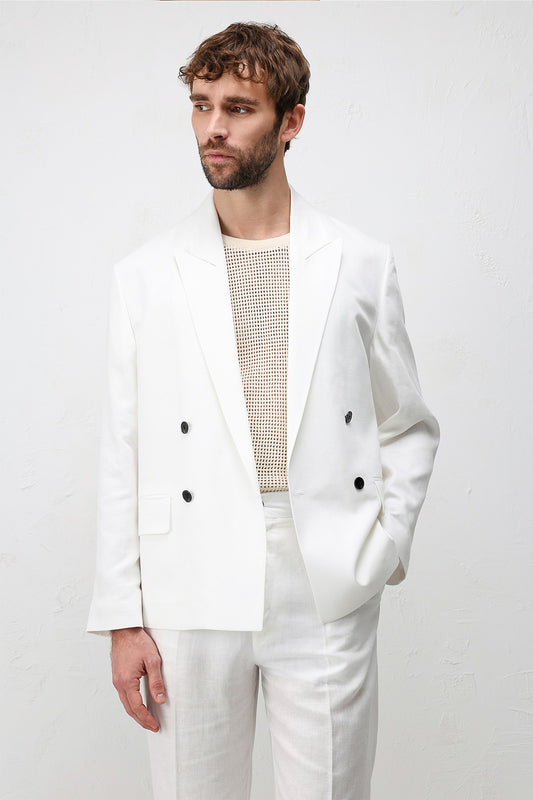 Antioch Relax Fit Keten Karışımlı Erkek Blazer Ceket