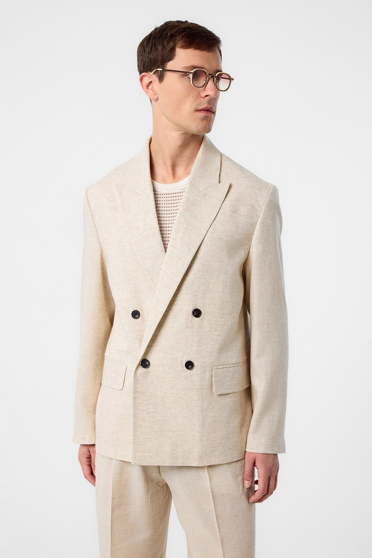 Antioch Siyah Relax Fit Keten Karışımlı Erkek Blazer Ceket