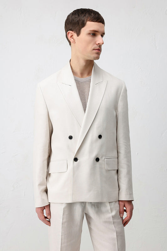 Antioch Relax Fit Keten Karışımlı Erkek Blazer Ceket