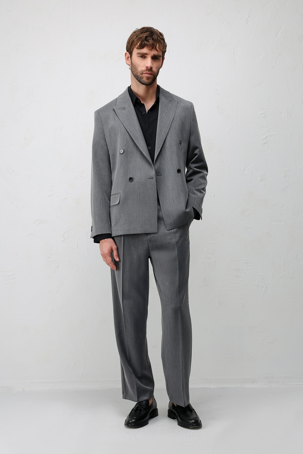 Relax Fit Kruvaze Erkek Blazer Ceket