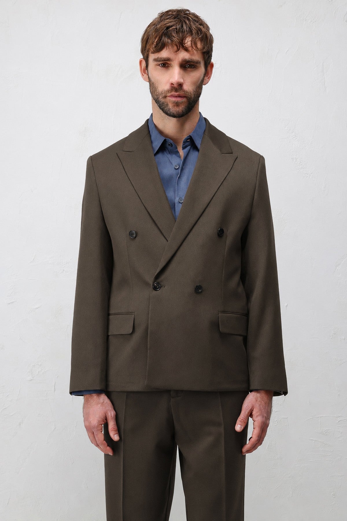 Relax Fit Kruvaze Erkek Blazer Ceket