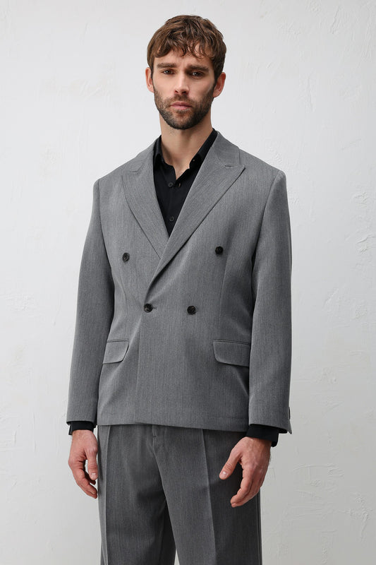 Relax Fit Kruvaze Erkek Blazer Ceket