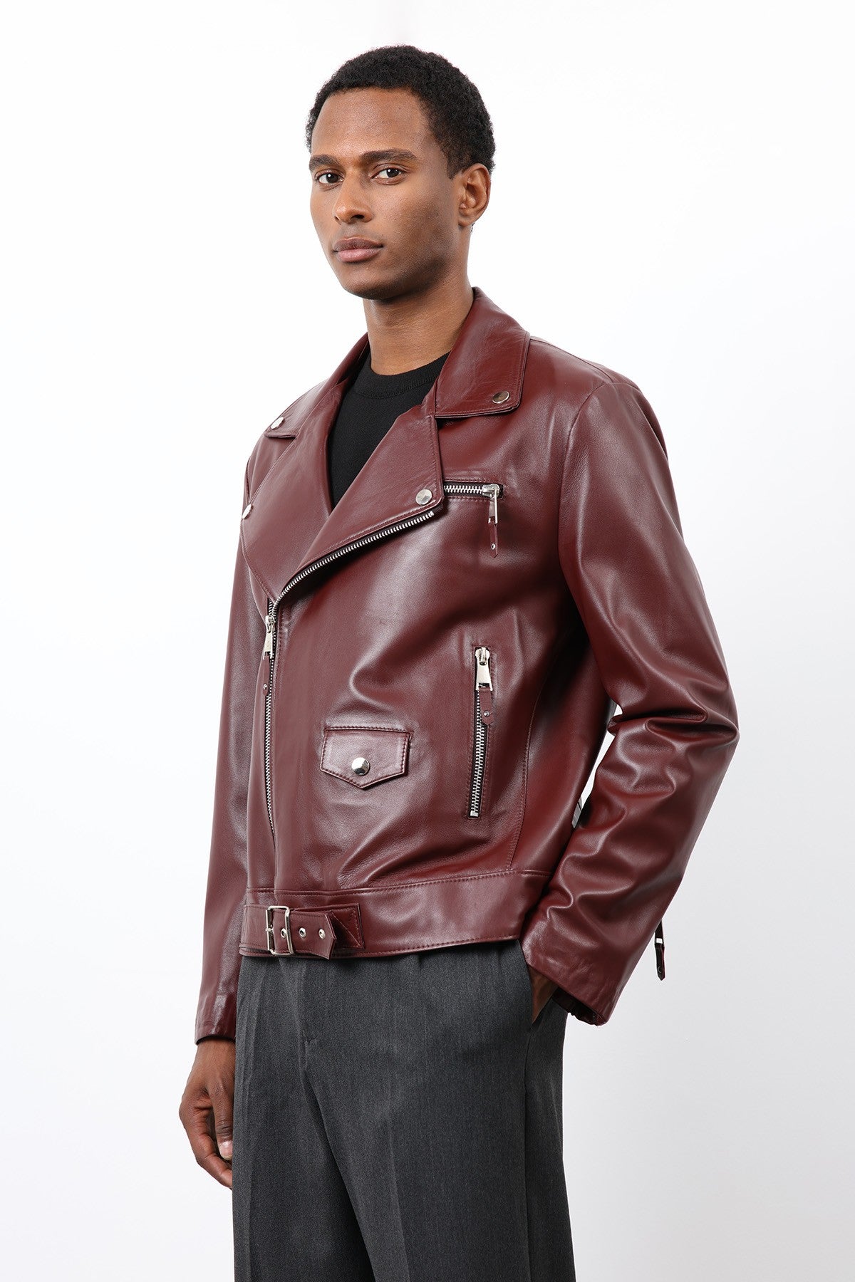 Antioch 100% Deri Biker Ceket