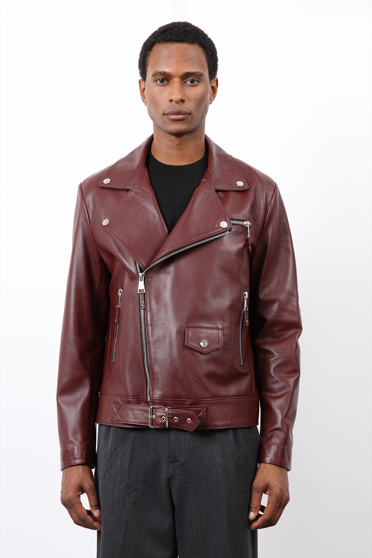 Antioch 100% Deri Biker Ceket