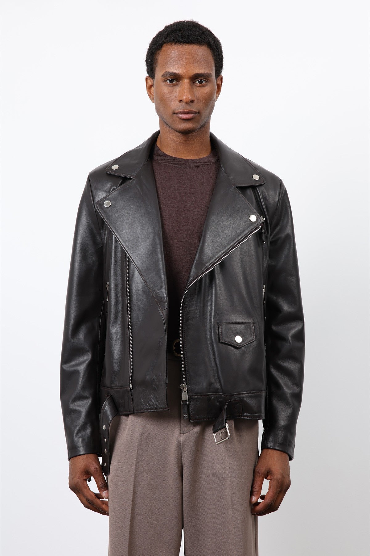 Antioch 100% Deri Biker Ceket