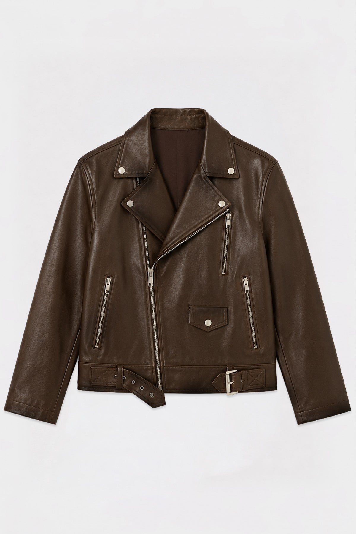 100% Deri Biker Ceket