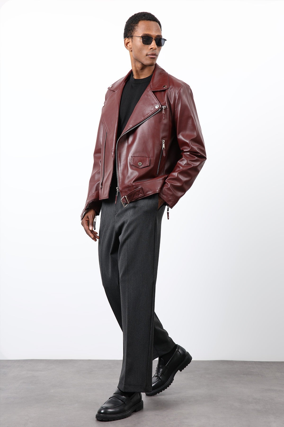 Antioch 100% Deri Biker Ceket