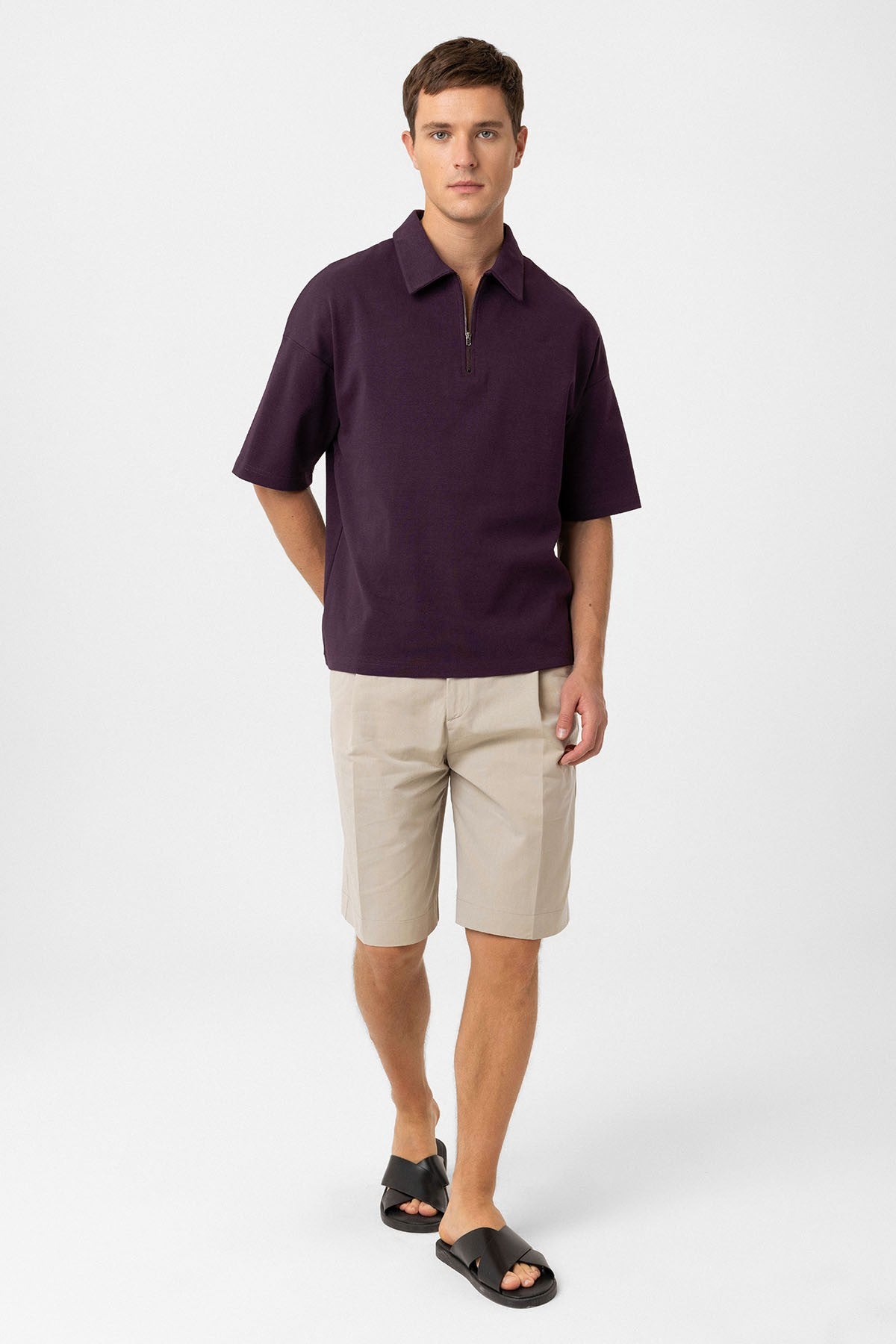 Antioch Oversize Polo Yaka Fermuarlı Erkek T-Shirt