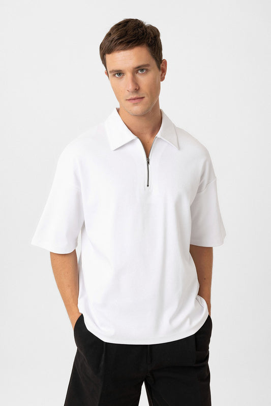Antioch Oversize Polo Yaka Fermuarlı Erkek T-Shirt
