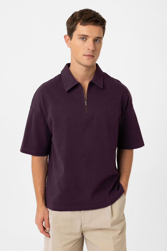 Antioch Oversize Polo Yaka Fermuarlı Erkek T-Shirt