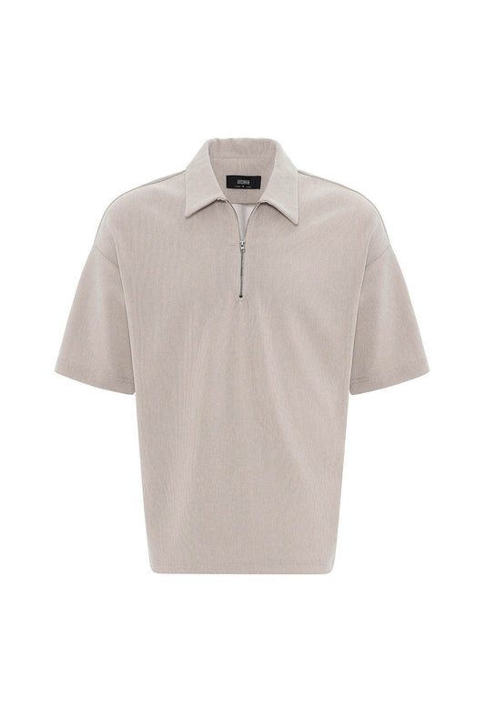 Antioch Relax Fit Fermuarlı Polo Yaka Erkek T-Shirt