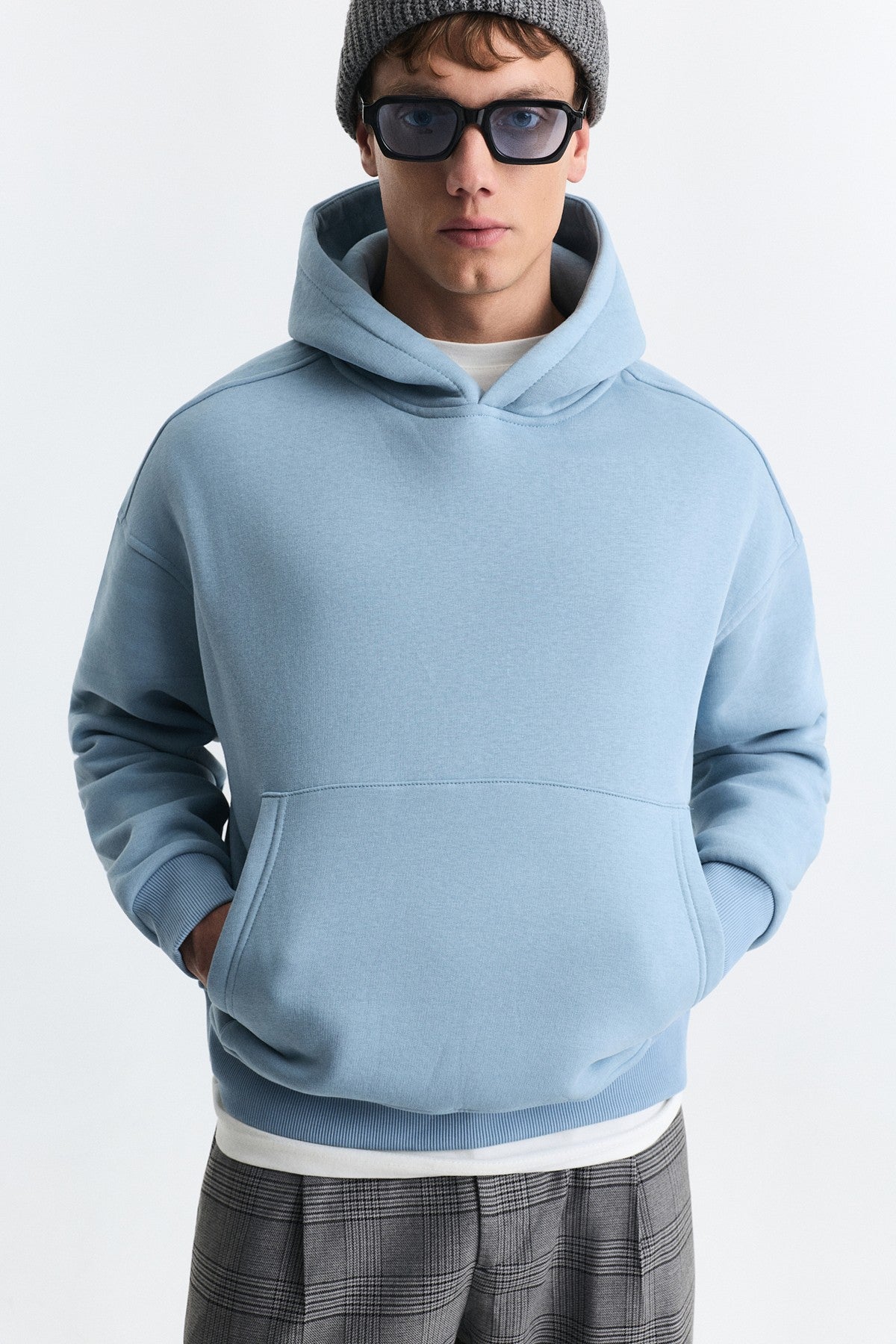 Boxy Fit Basic Kapüşonlu Sweatshirt