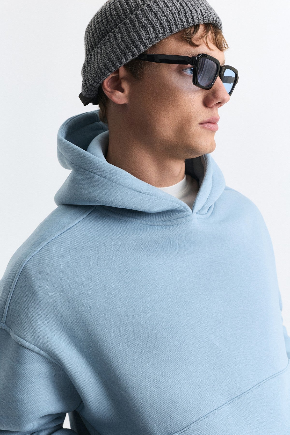 Boxy Fit Basic Kapüşonlu Sweatshirt