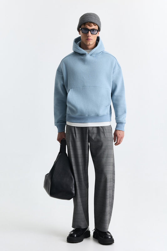 Boxy Fit Basic Kapüşonlu Sweatshirt