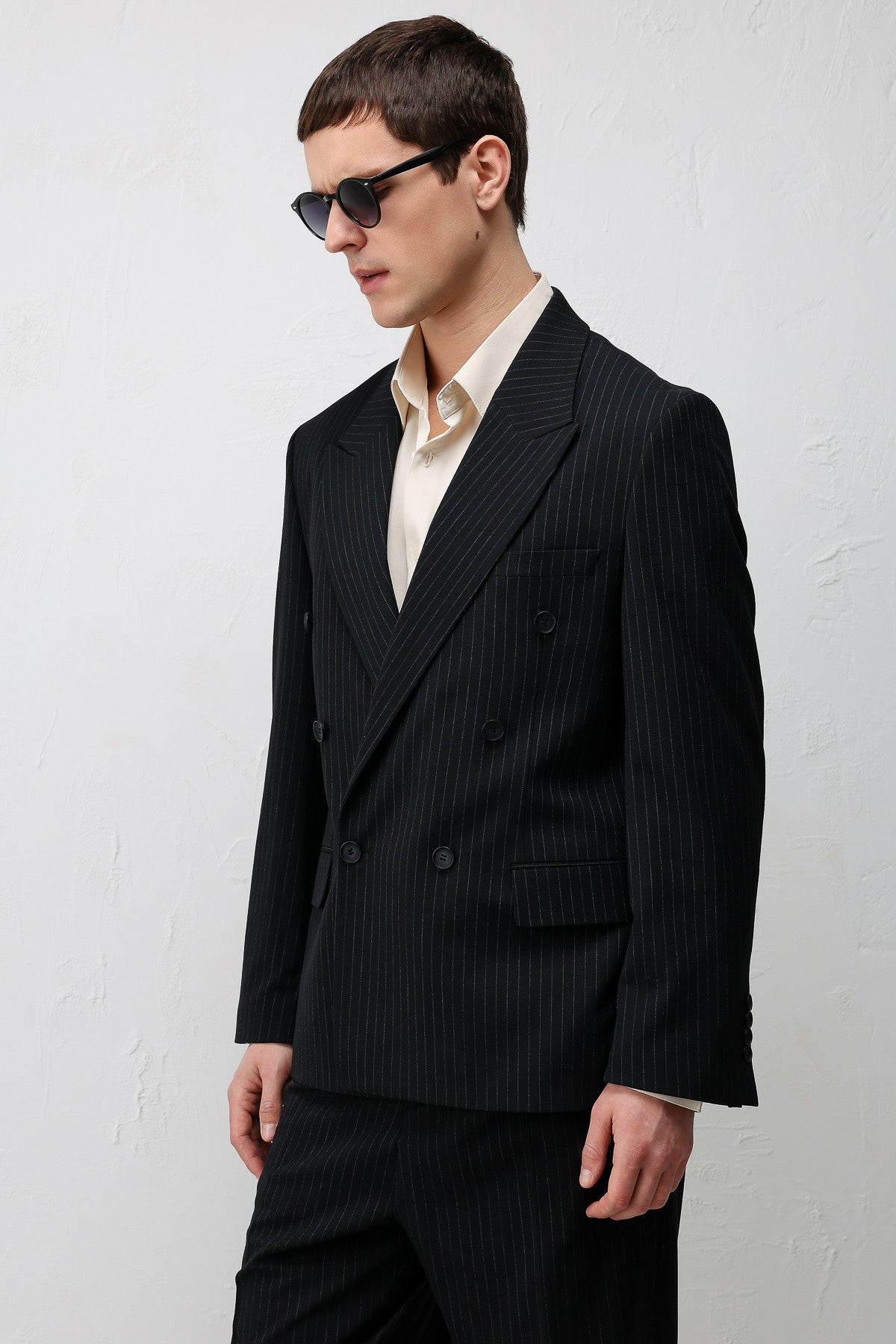 Relaxed Fit Çizgili Erkek Takım Elbise