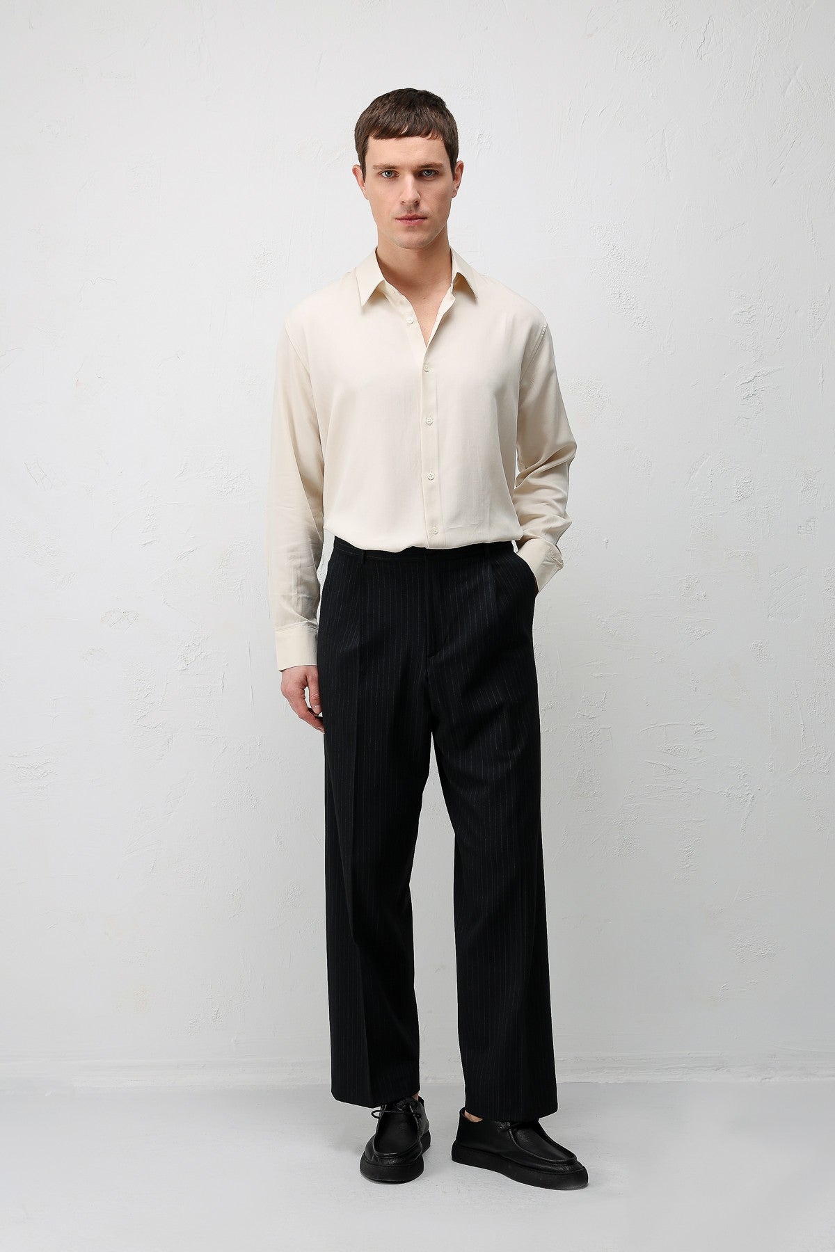 Relaxed Fit Çizgili Erkek Takım Elbise