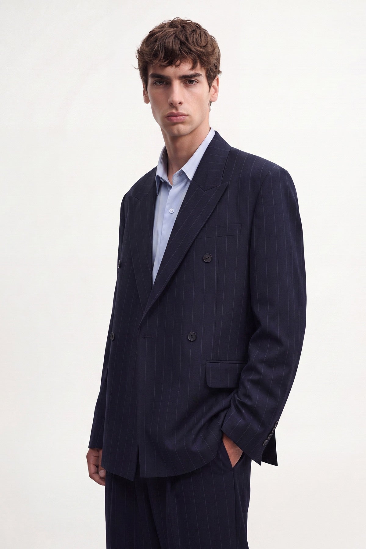 Relaxed Fit Çizgili Erkek Takım Elbise