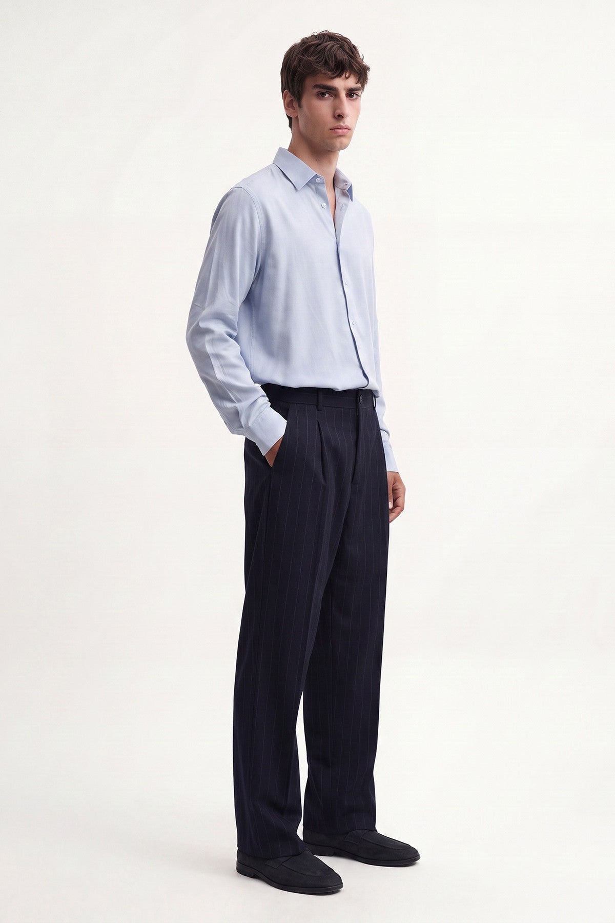 Relaxed Fit Çizgili Erkek Takım Elbise