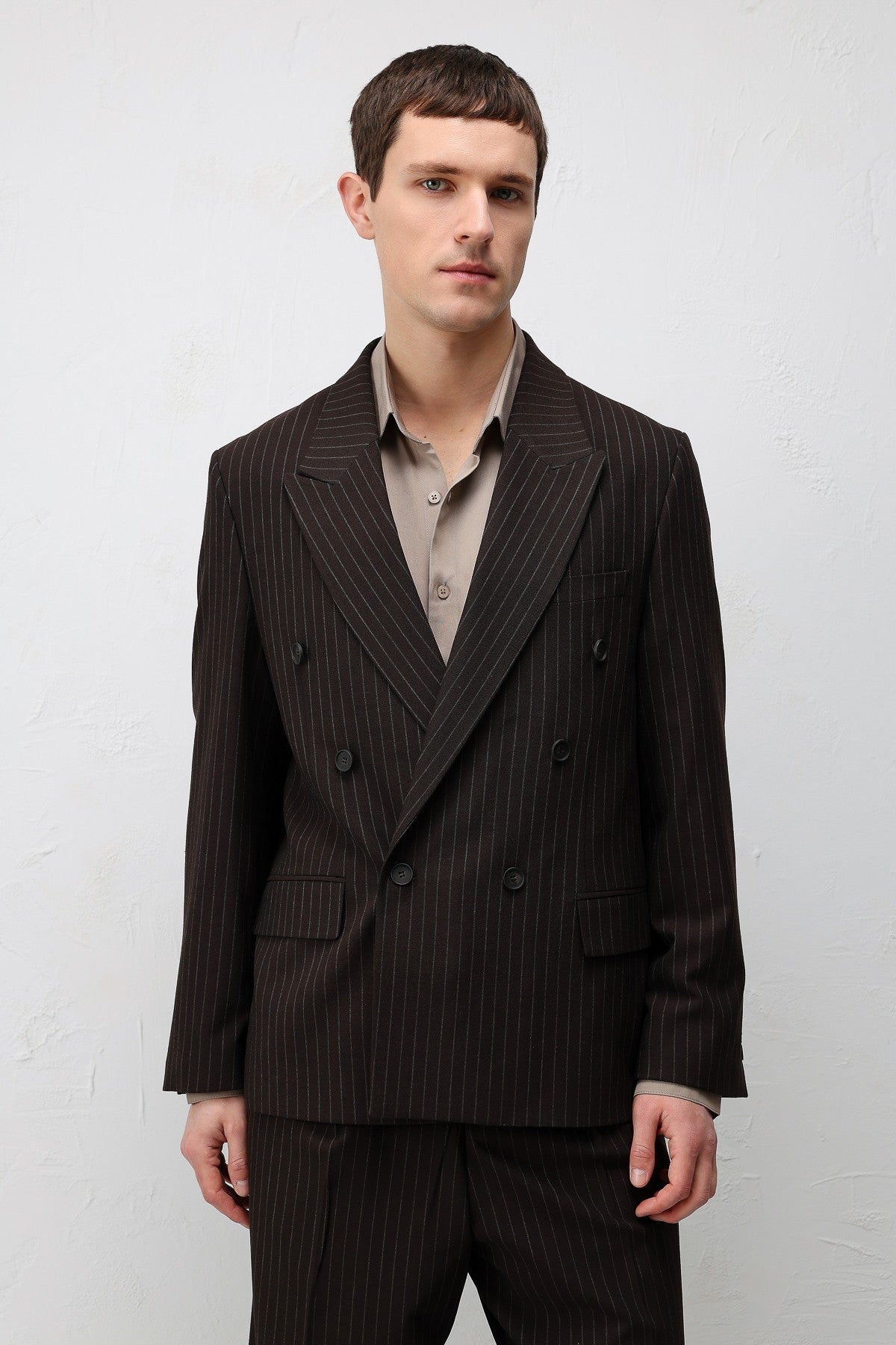 Relaxed Fit Çizgili Erkek Takım Elbise