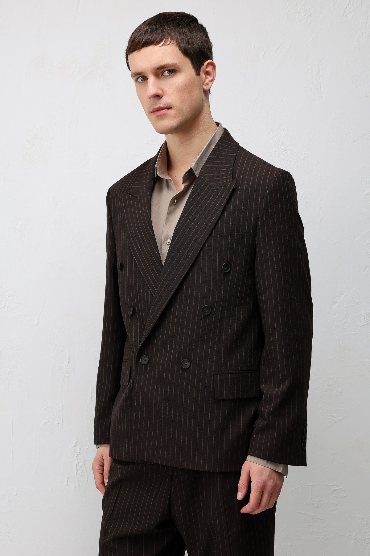 Relaxed Fit Çizgili Erkek Takım Elbise