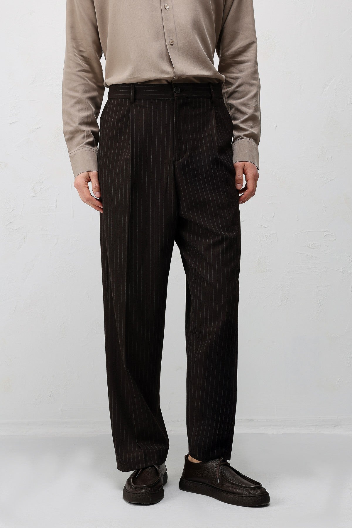 Relaxed Fit Çizgili Erkek Takım Elbise