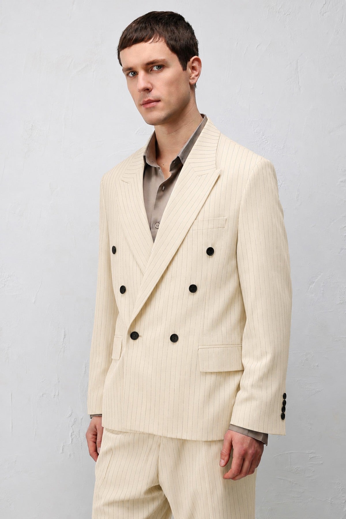 Relaxed Fit Çizgili Erkek Takım Elbise