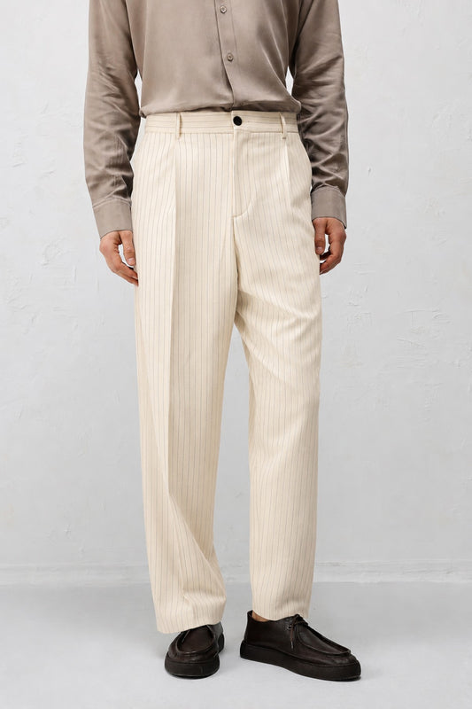 Relaxed Fit Çizgili Erkek Takım Elbise