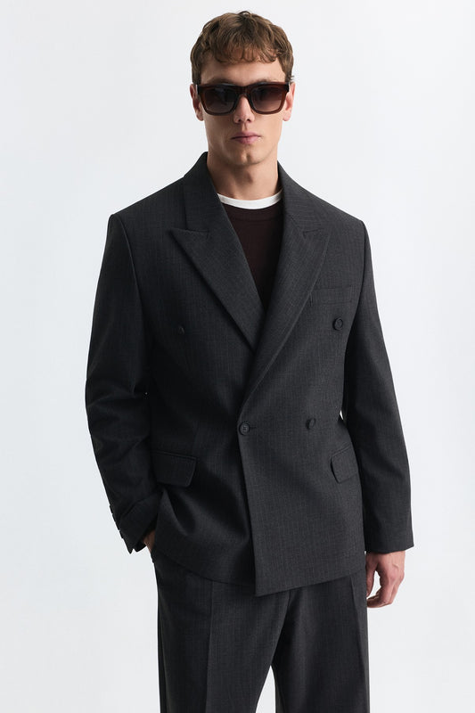 Relaxed Fit Çizgili Erkek Takım Elbise