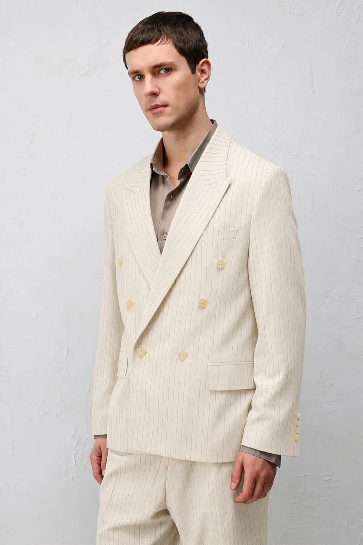 Relaxed Fit Çizgili Erkek Takım Elbise