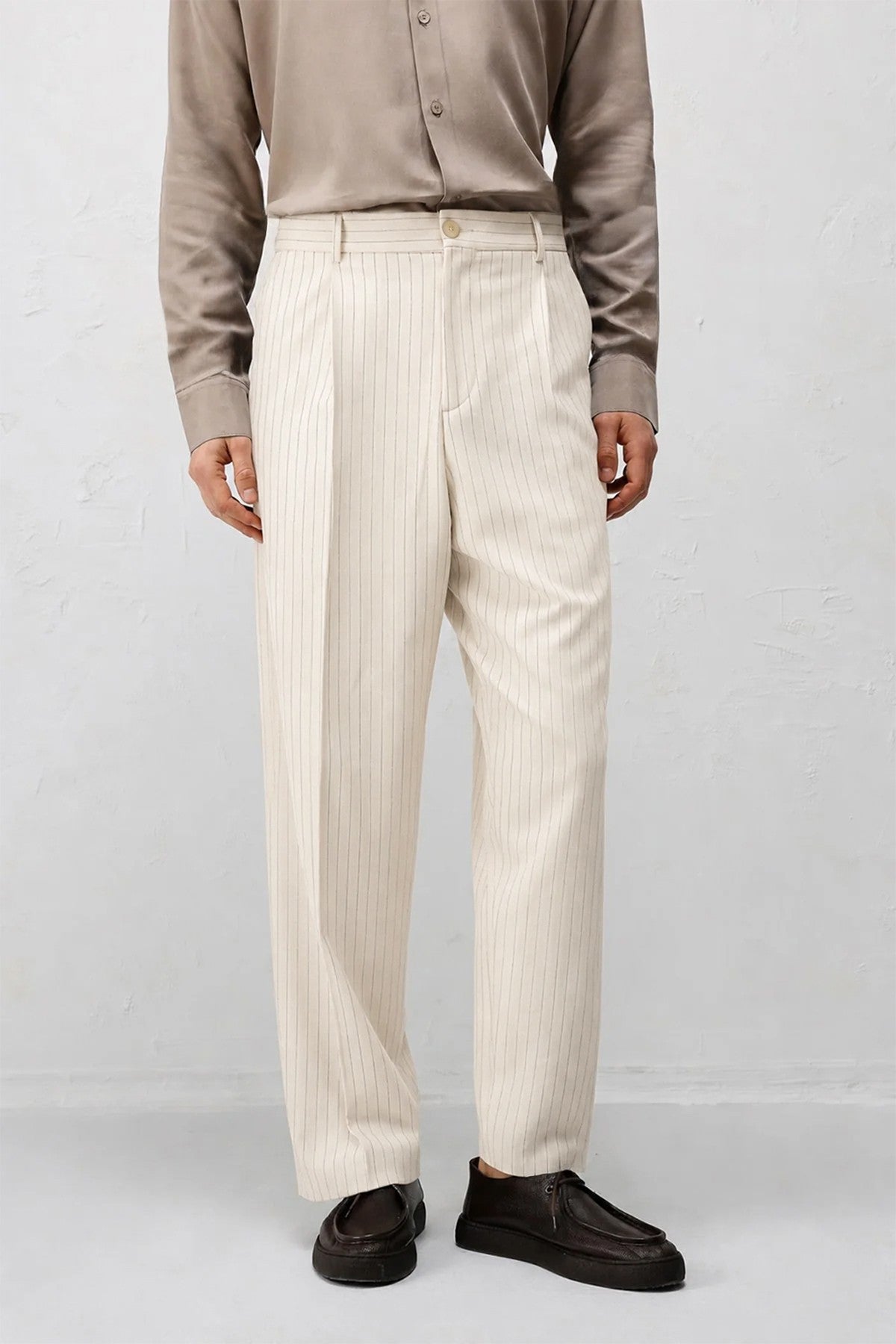 Relaxed Fit Çizgili Erkek Takım Elbise