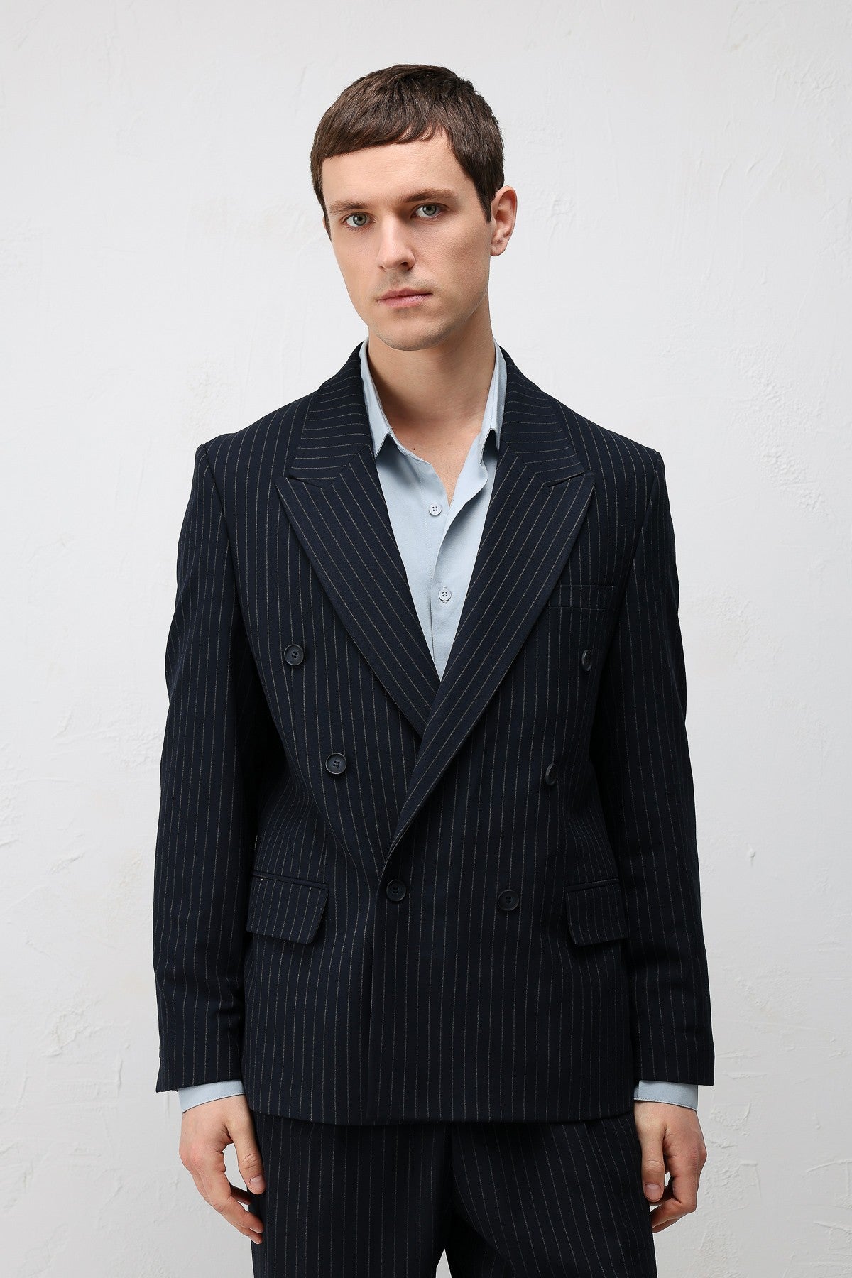 Relaxed Fit Çizgili Erkek Takım Elbise
