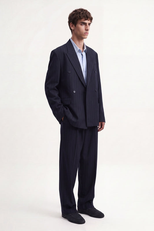 Relaxed Fit Çizgili Erkek Takım Elbise