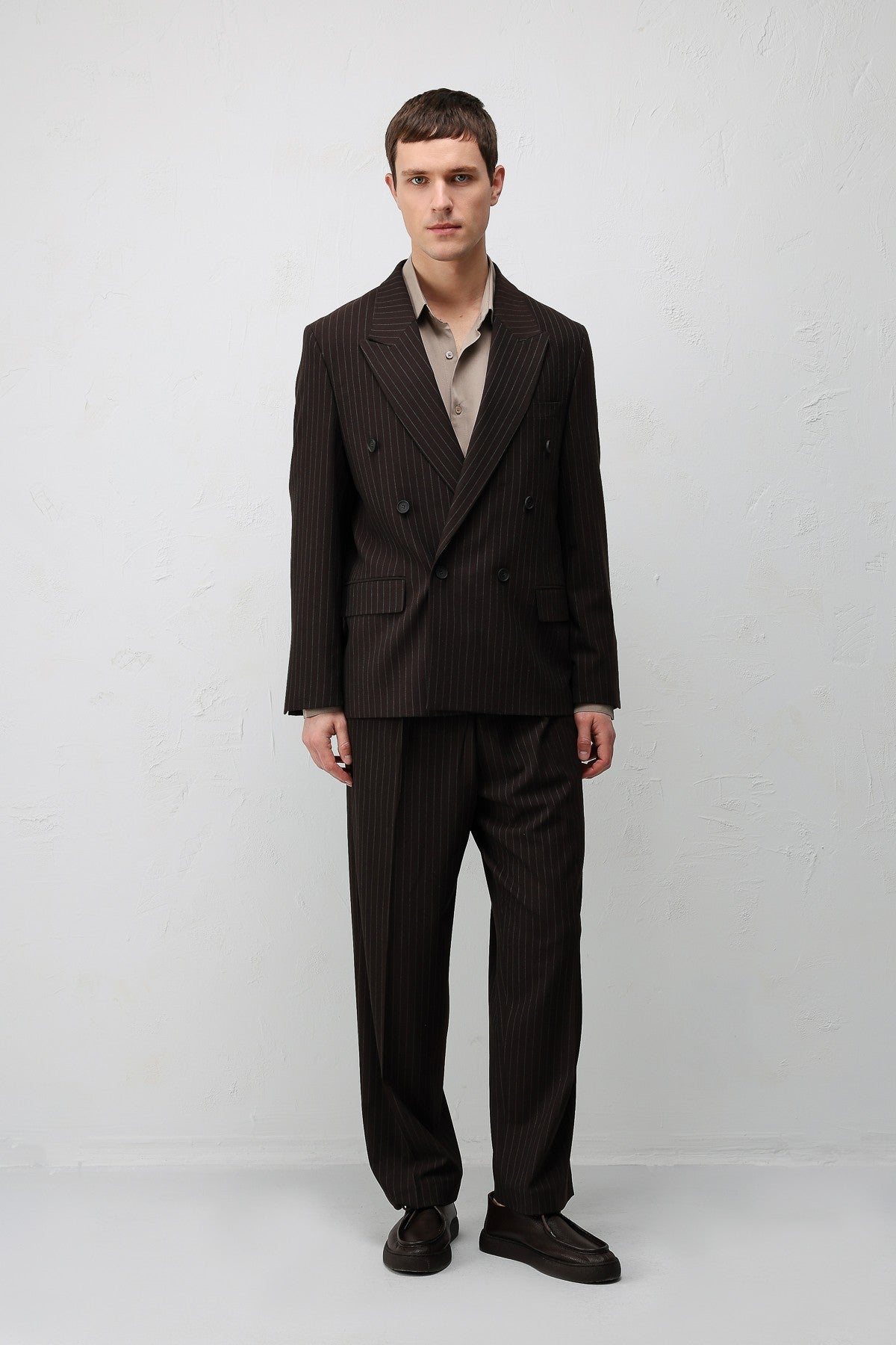 Relaxed Fit Çizgili Erkek Takım Elbise