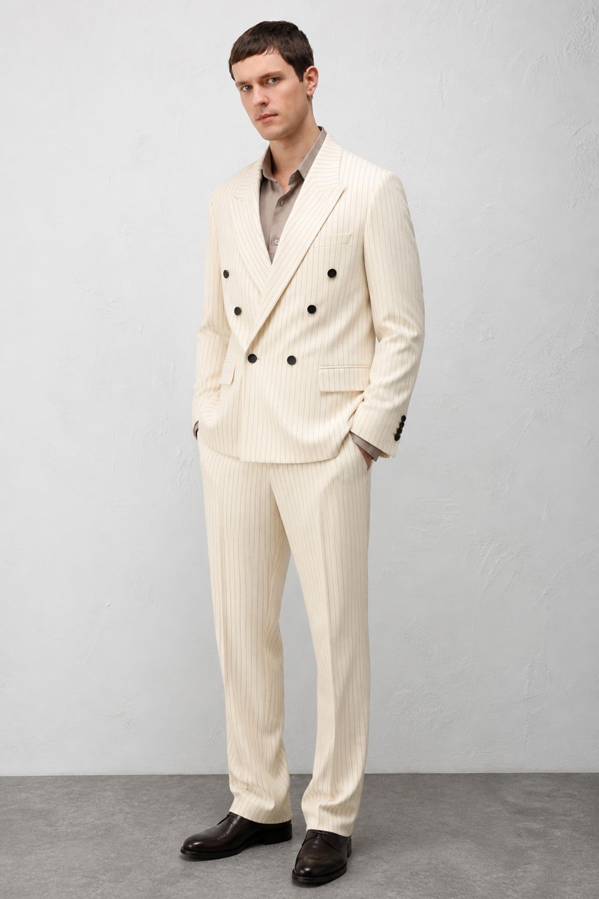 Relaxed Fit Çizgili Erkek Takım Elbise