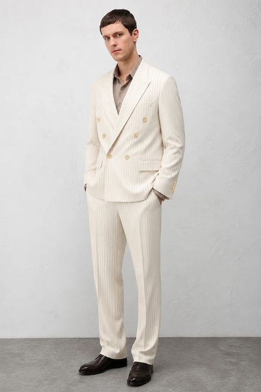 Relaxed Fit Çizgili Erkek Takım Elbise