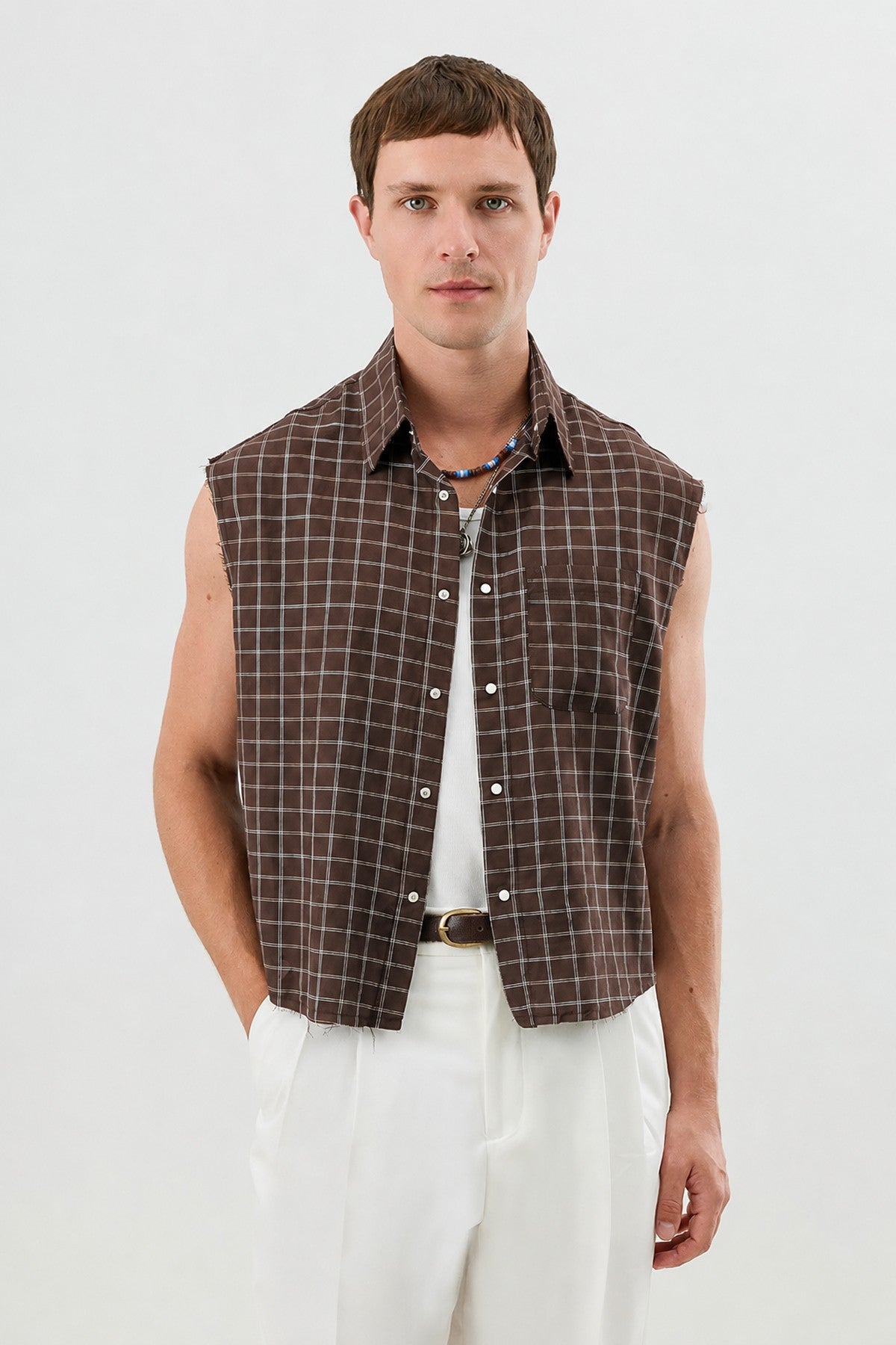 Boxy Fit Erkek Kolsuz Erkek Gömlek