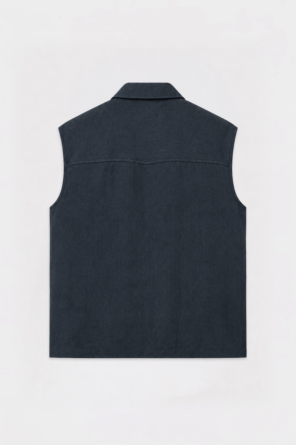 Lyocell Karışımlı Crop Fit Kolsuz Erkek Gömlek