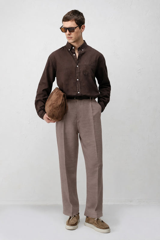Lyocell Relaxed Fit Pileli Erkek Pantolon